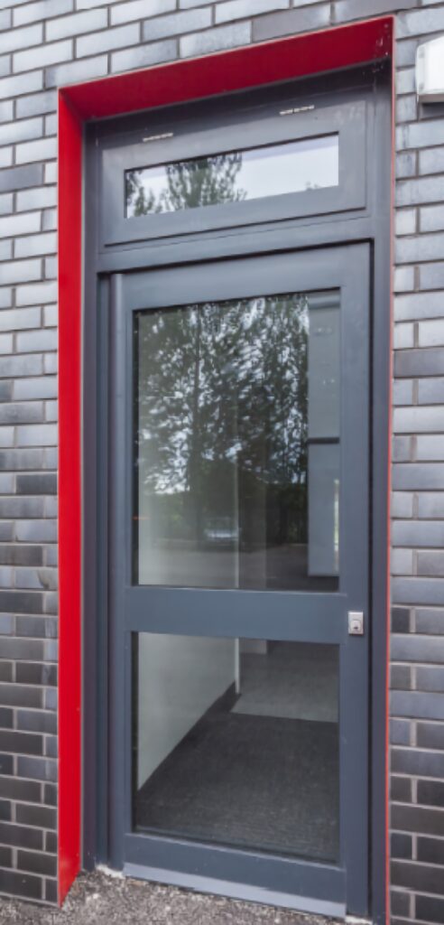 technal titane next commercial single leaf entrance door with toplight aluminium commercial specialist trinity windows jersey 2500