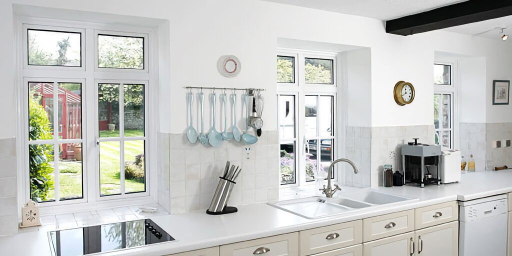 aluminium casement windows white frame modern kitchen interior trinity windows jersey 2500