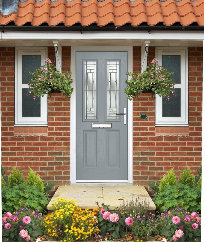 distinguished grey composite front door glass entrance doors trinity windows jersey 2500