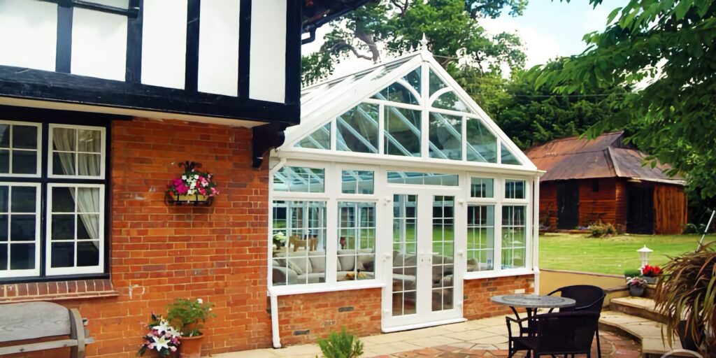 white upvc gable conservatory conservatories trinity windows jersey 2500